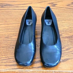 Trotters Black Low Wedge Heel Shoes